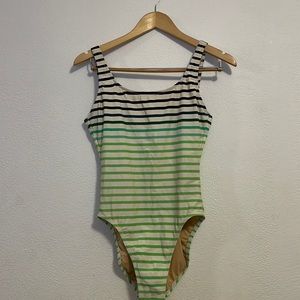J crew green striped one piece